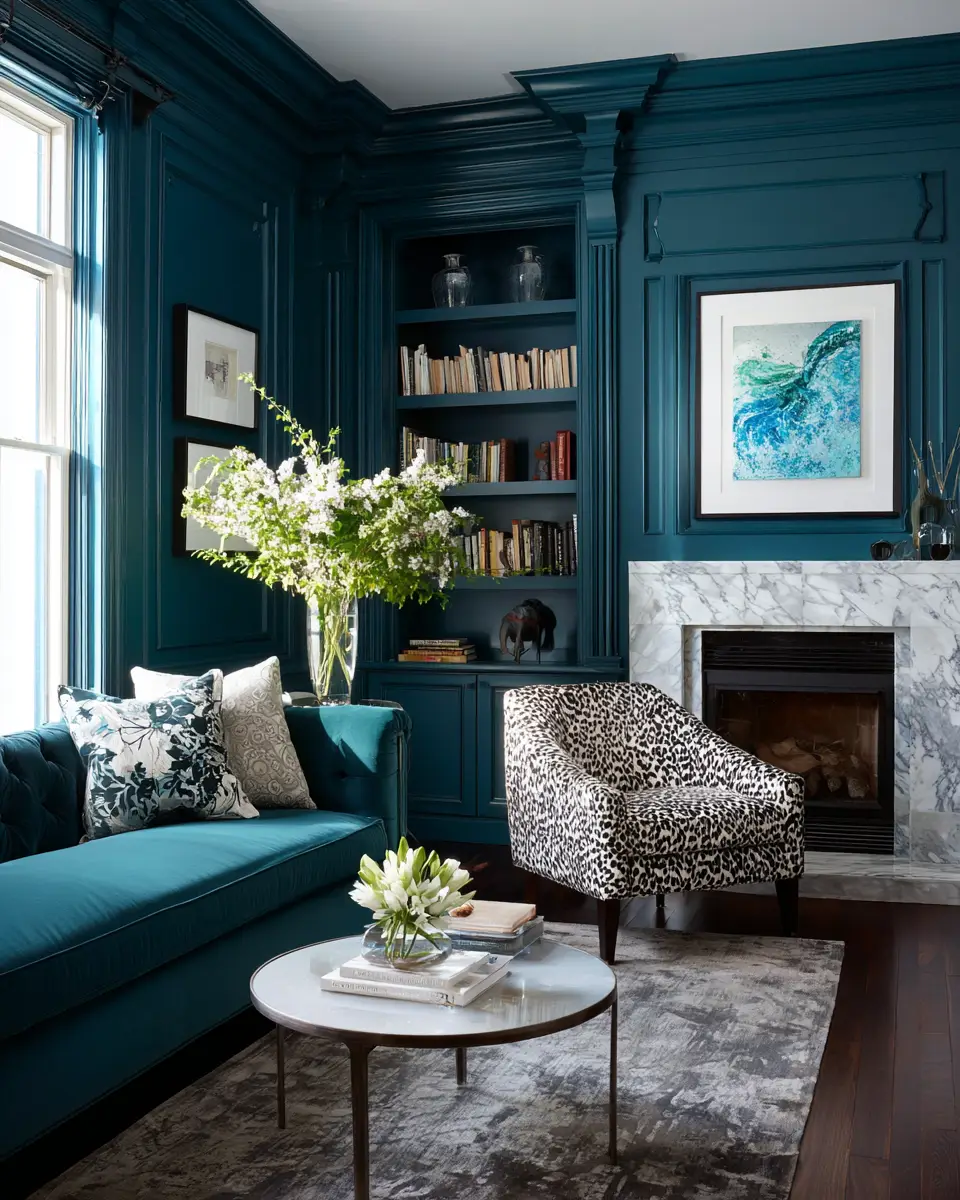 Teal Transitional Living Room Decor Ideas
