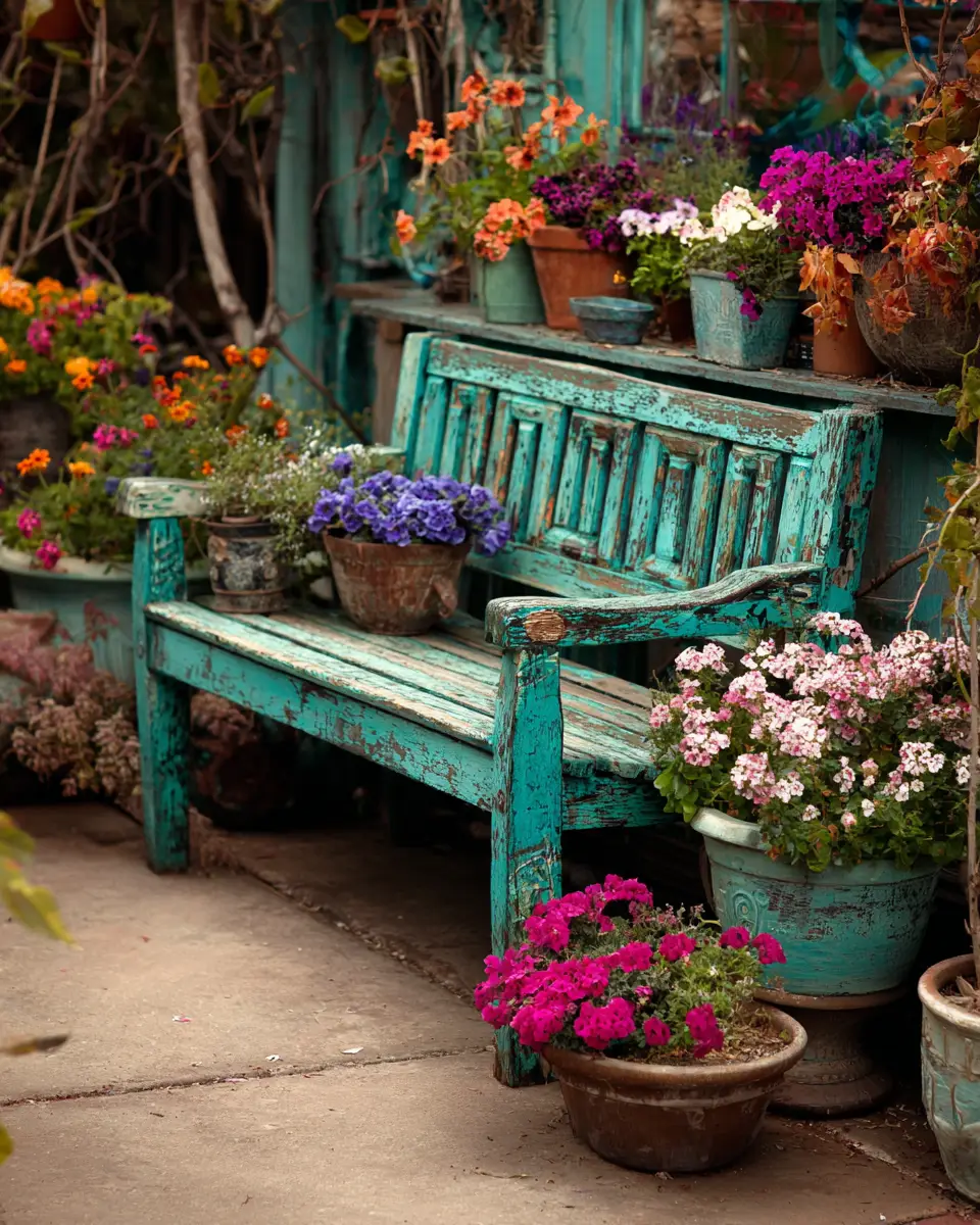 Teal Vintage Garden Decor Ideas
