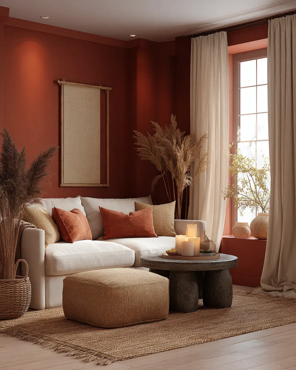 Terracotta Contemporary Living Room Decor Ideas - Featured