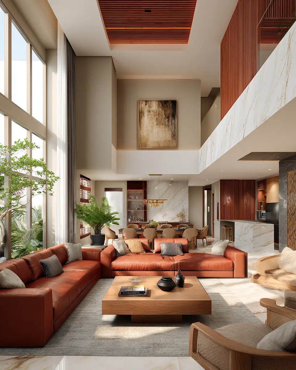 Terracotta Contemporary Living Room Decor Ideas
