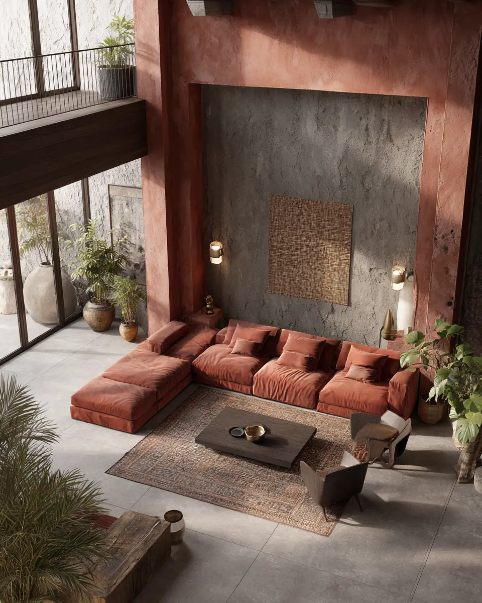 Terracotta Contemporary Living Room Decor Ideas