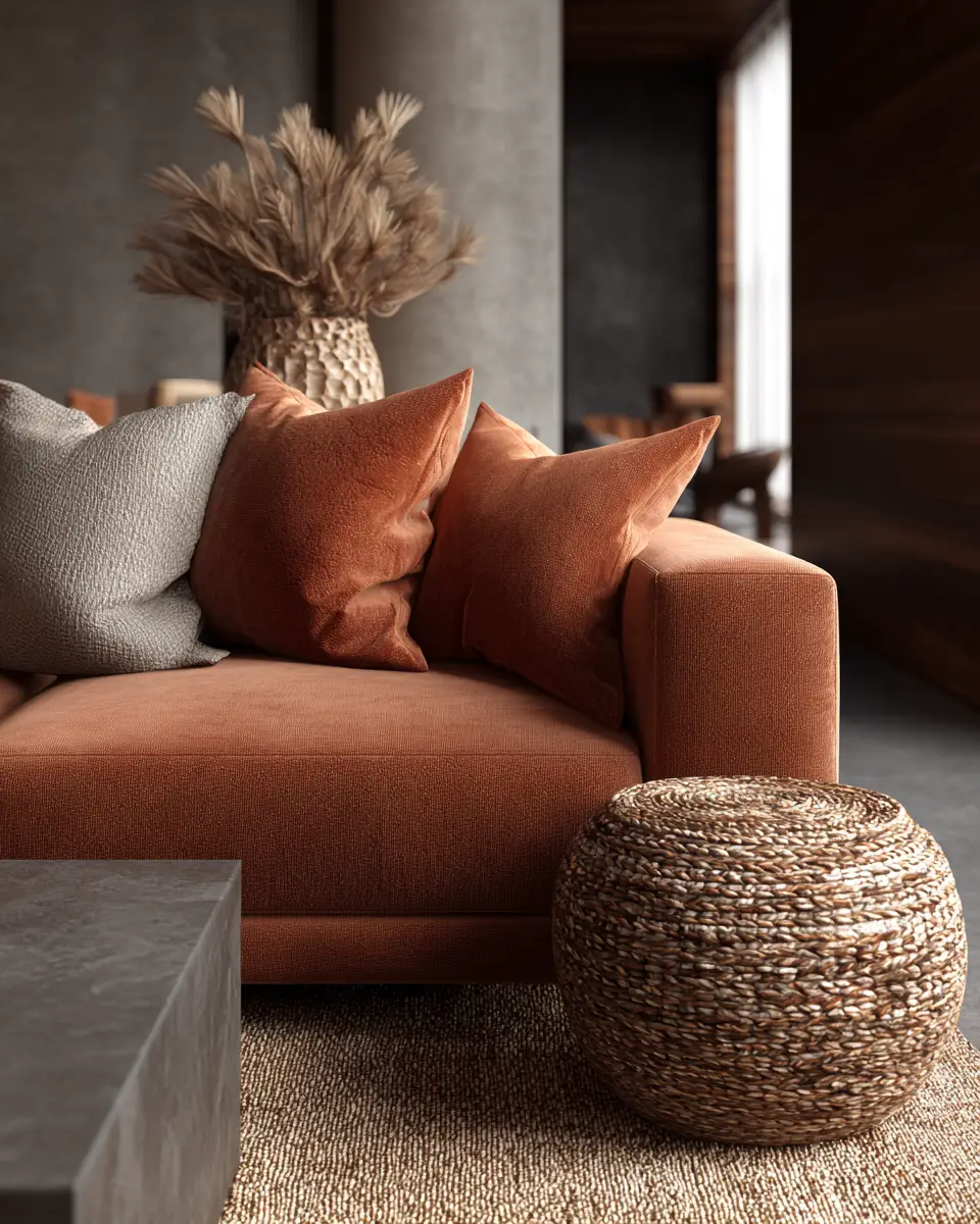 Terracotta Contemporary Living Room Decor Ideas