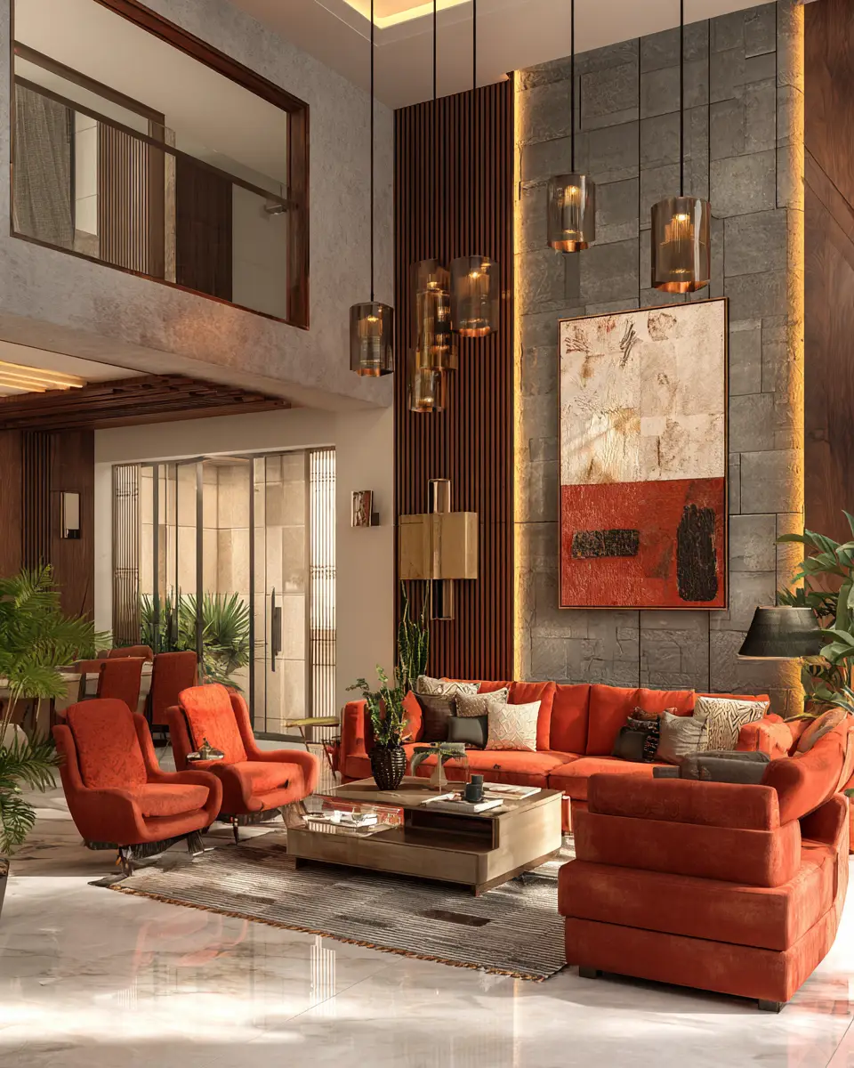 Terracotta Contemporary Living Room Decor Ideas