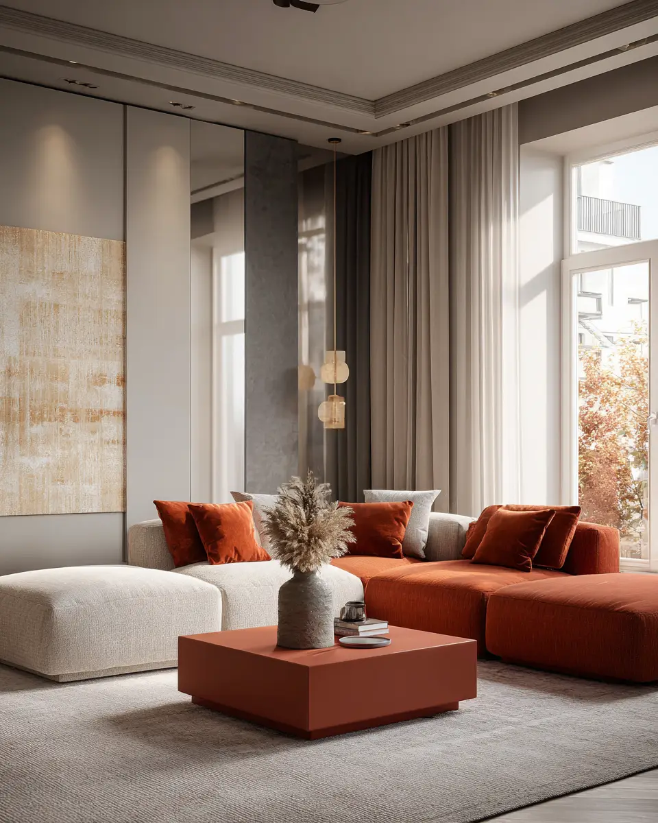 Terracotta Contemporary Living Room Decor Ideas