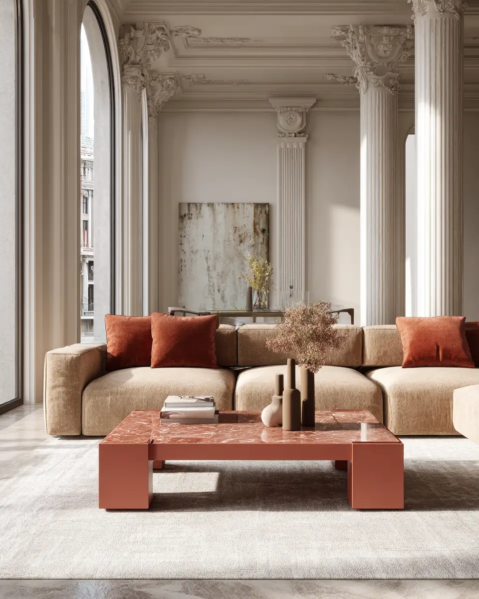 Terracotta Contemporary Living Room Decor Ideas