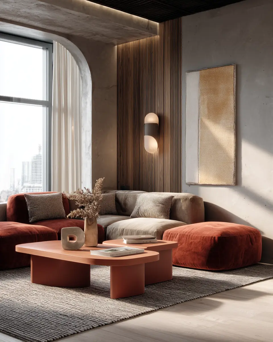 Terracotta Contemporary Living Room Decor Ideas