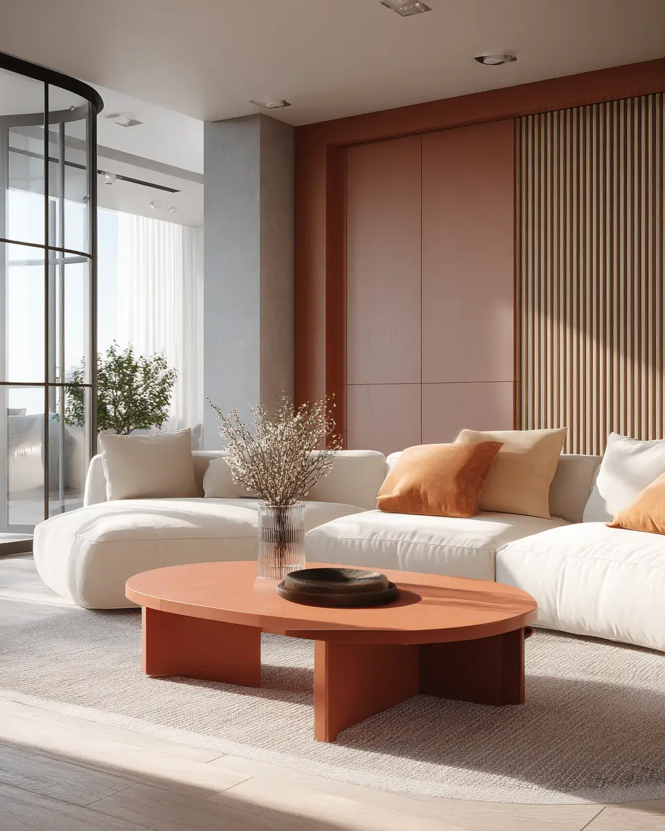 Terracotta Contemporary Living Room Decor Ideas