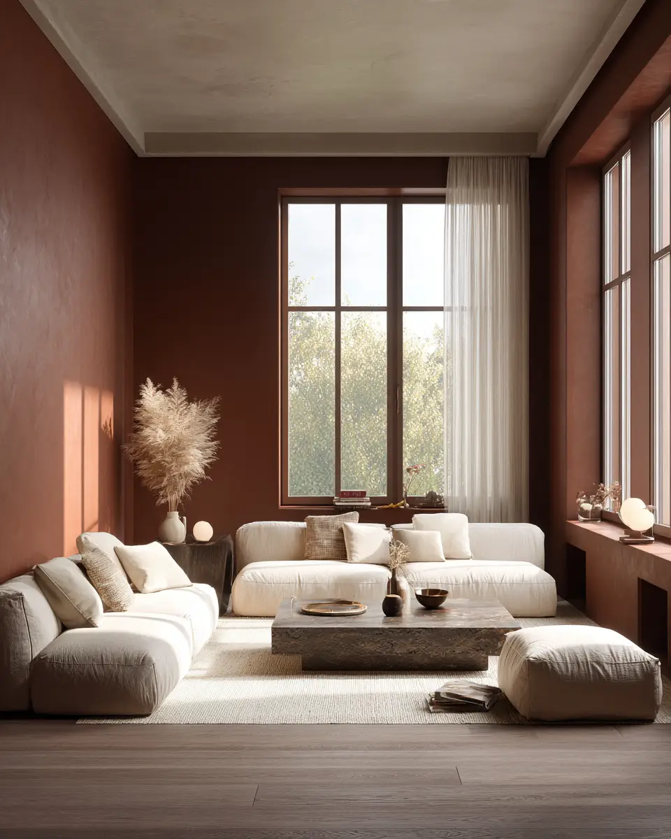 Terracotta Contemporary Living Room Decor Ideas