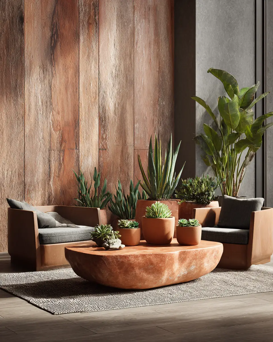 Terracotta Contemporary Living Room Decor Ideas