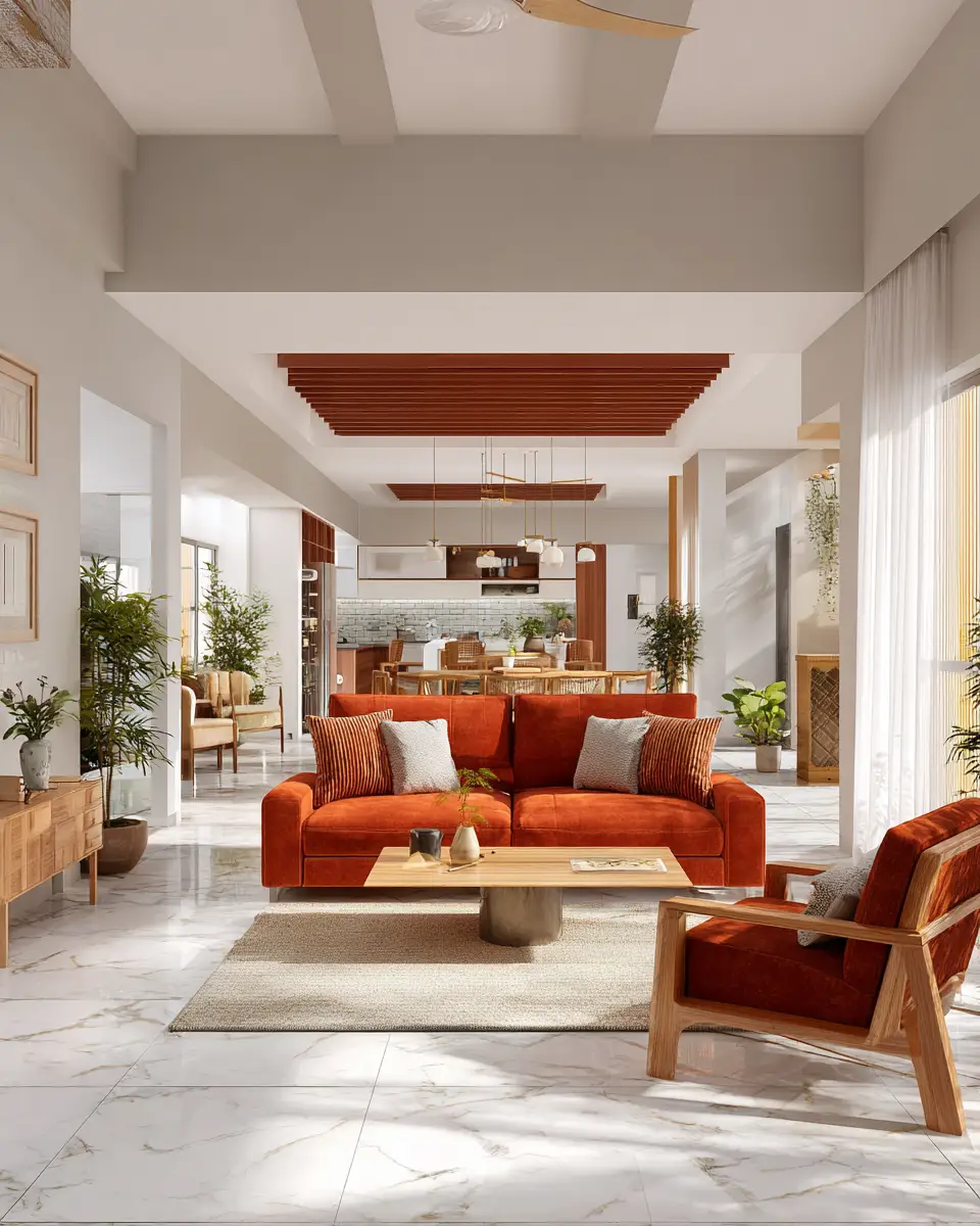 Terracotta Contemporary Living Room Decor Ideas