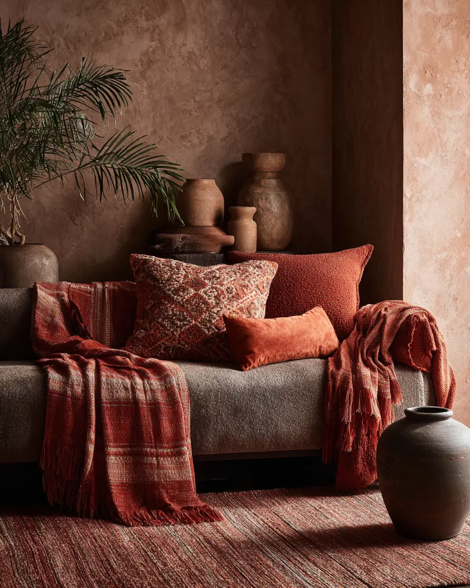 Terracotta Contemporary Living Room Decor Ideas