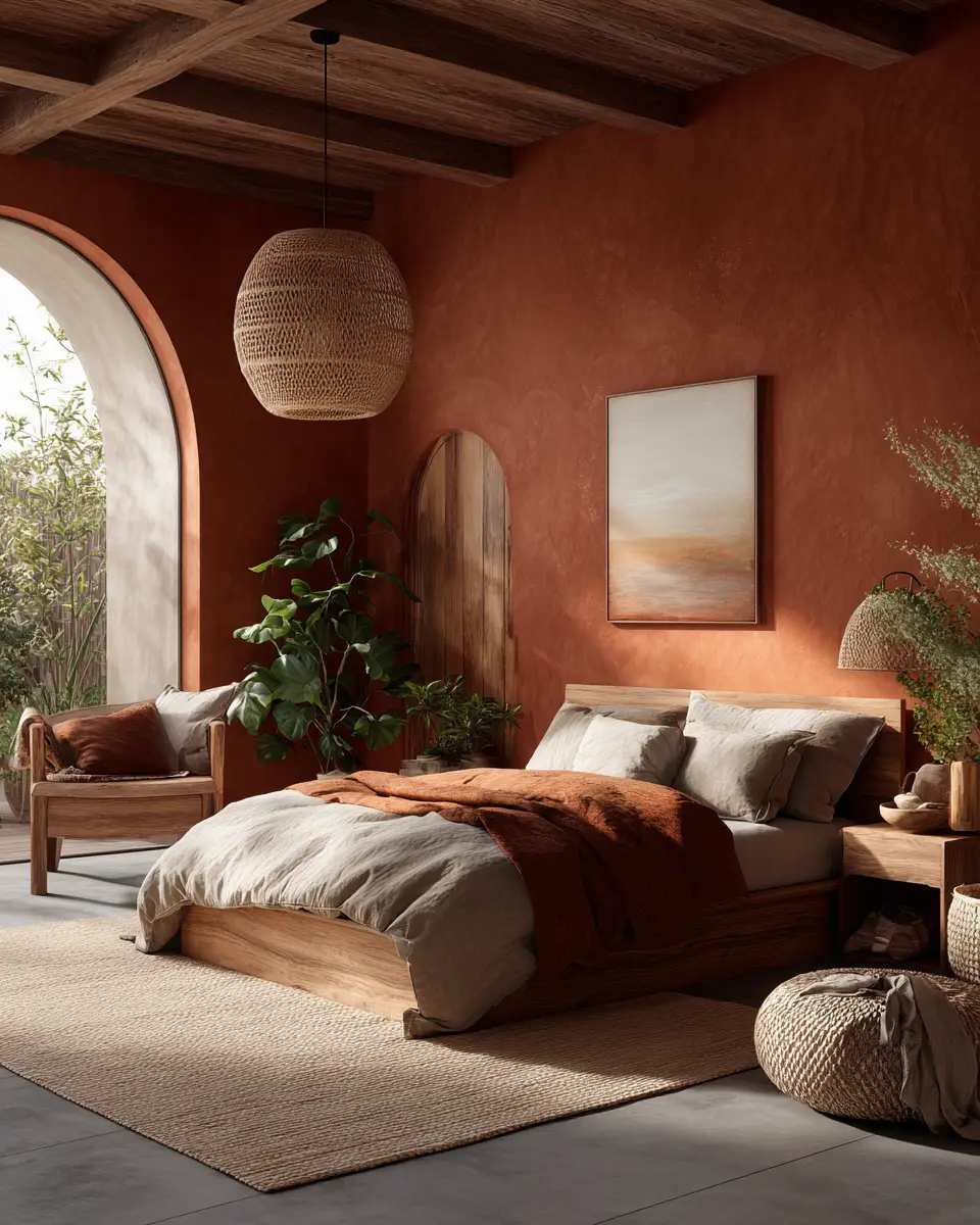 Terracotta Japandi Bedroom Decor Ideas