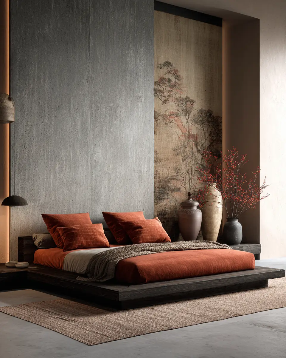 Terracotta Japandi Bedroom Decor Ideas