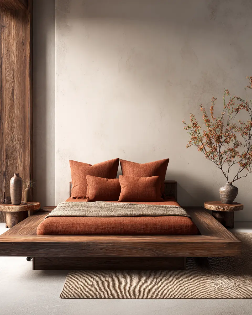 Terracotta Japandi Bedroom Decor Ideas