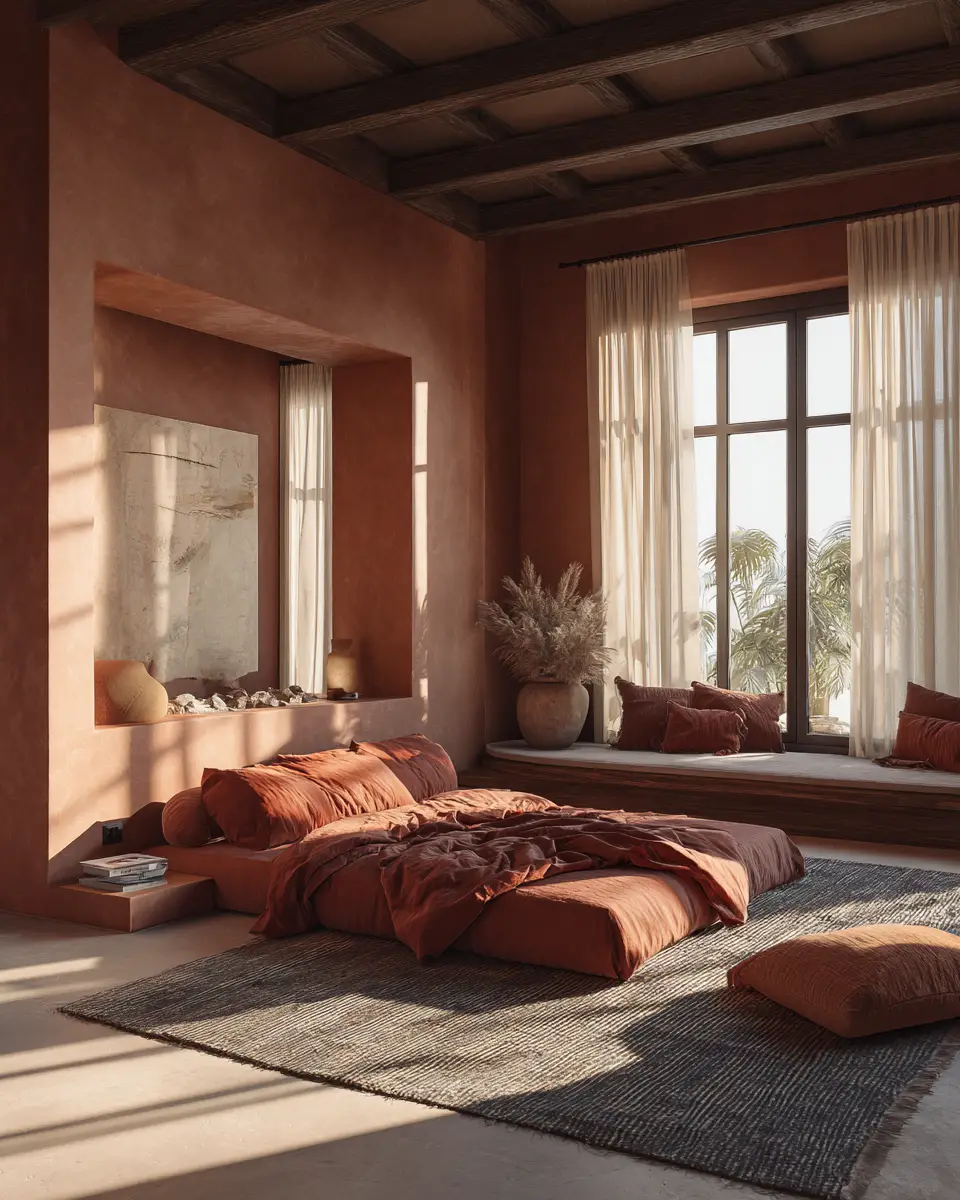 Terracotta Japandi Bedroom Decor Ideas