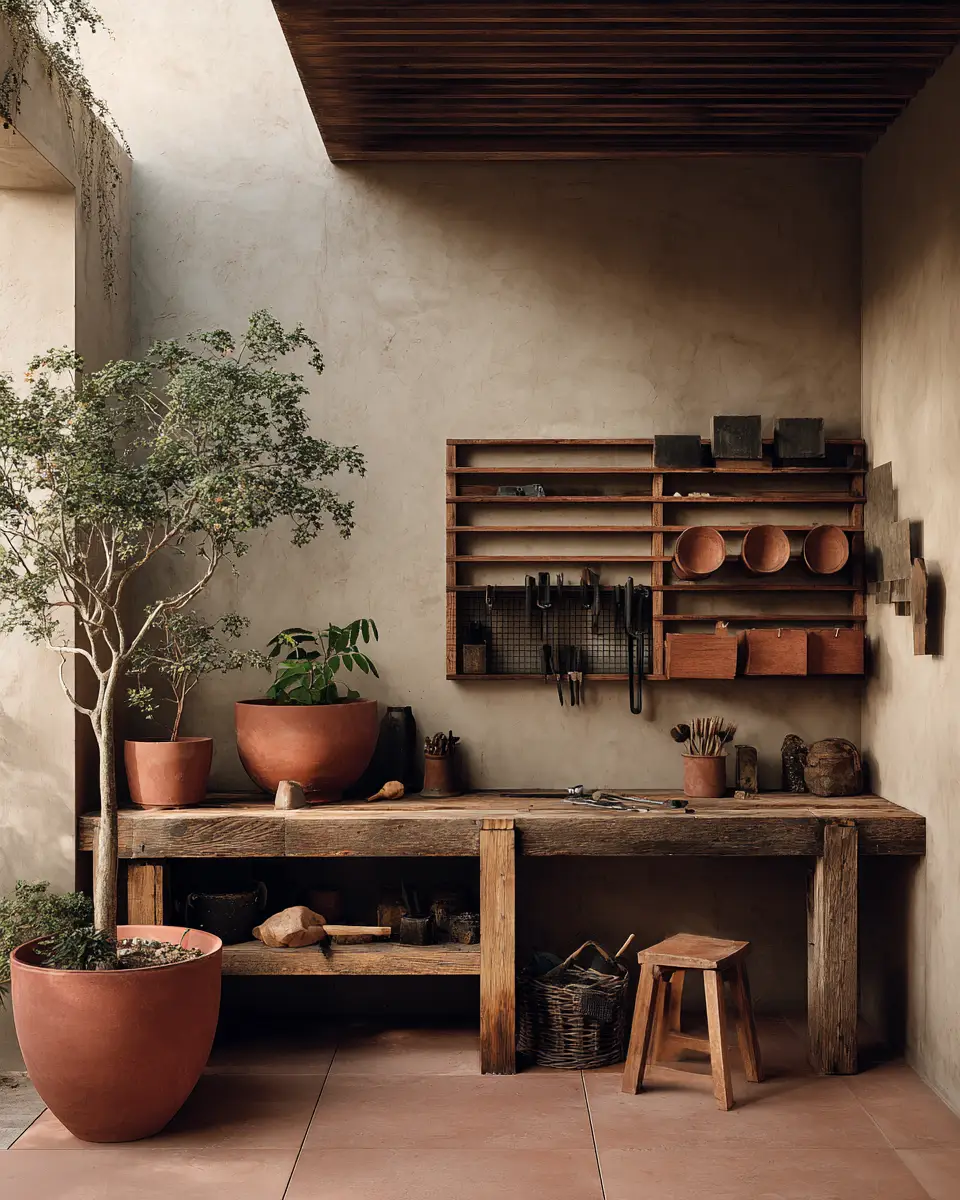 Terracotta Japandi Garage Decor Ideas