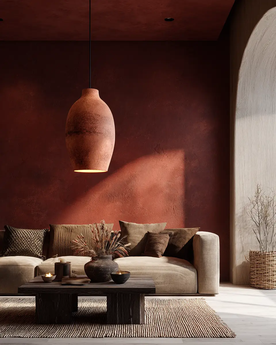 Terracotta Japandi Living Room Decor Ideas - Featured