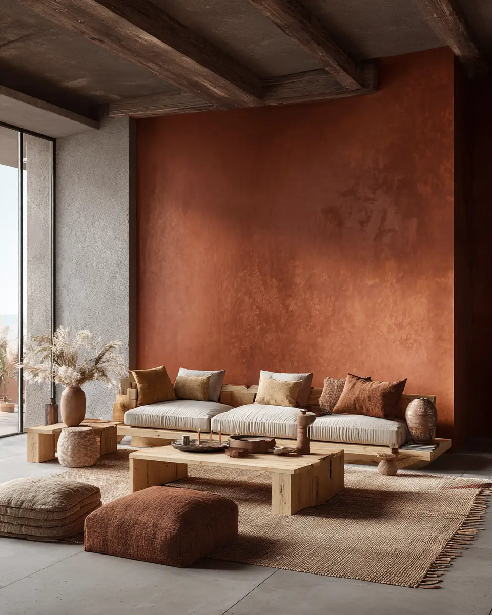 Terracotta Japandi Living Room Decor Ideas