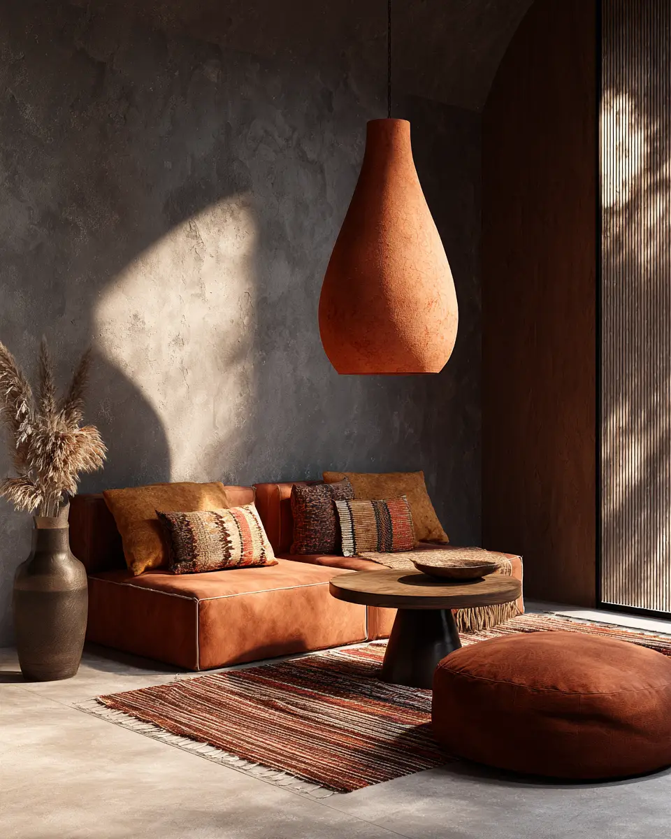 Terracotta Japandi Living Room Decor Ideas