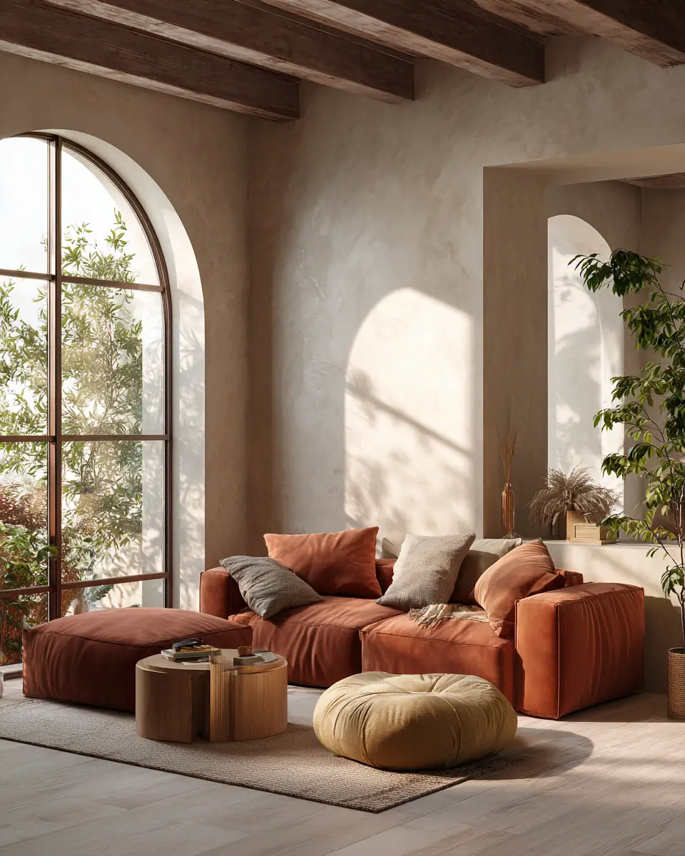 Terracotta Japandi Living Room Decor Ideas