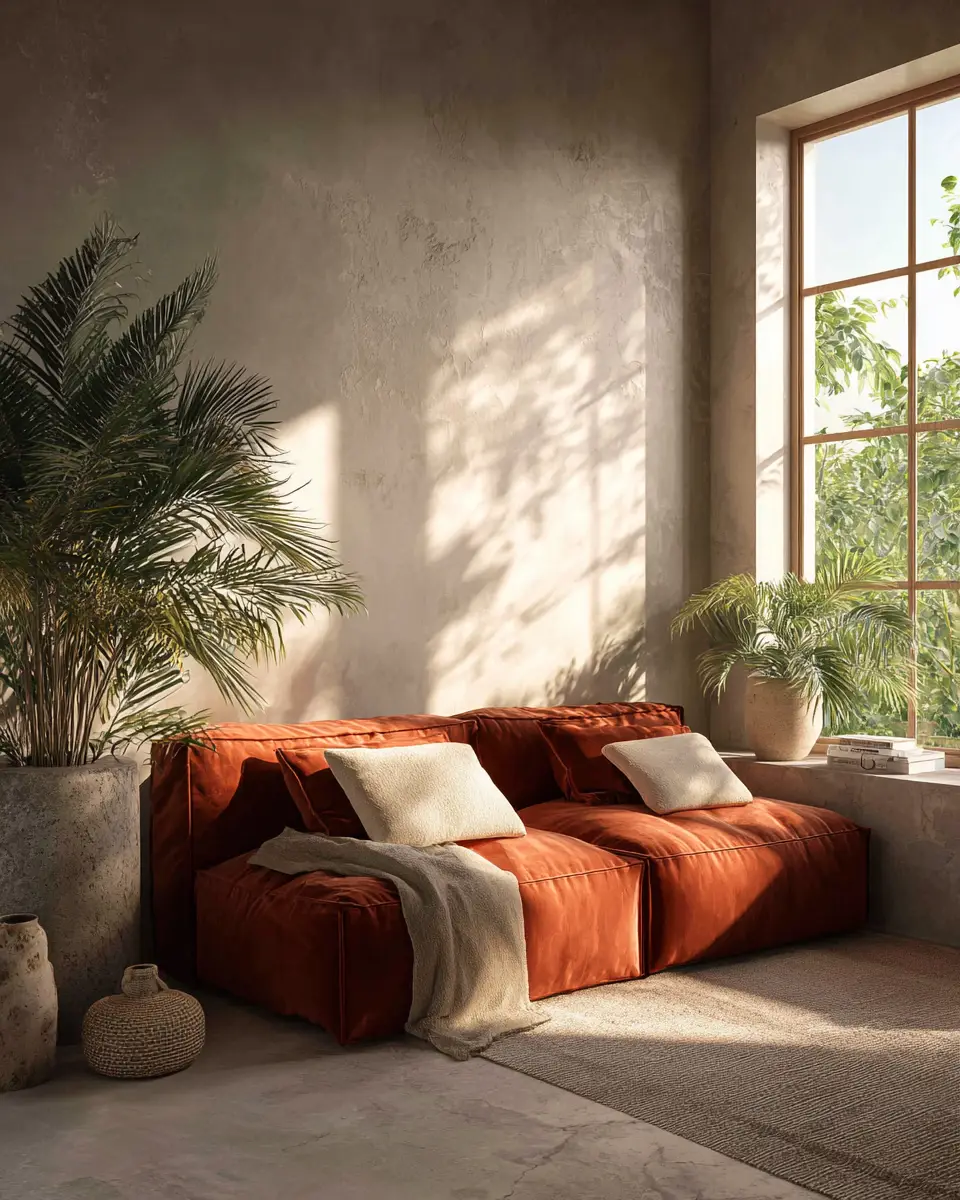 Terracotta Japandi Living Room Decor Ideas