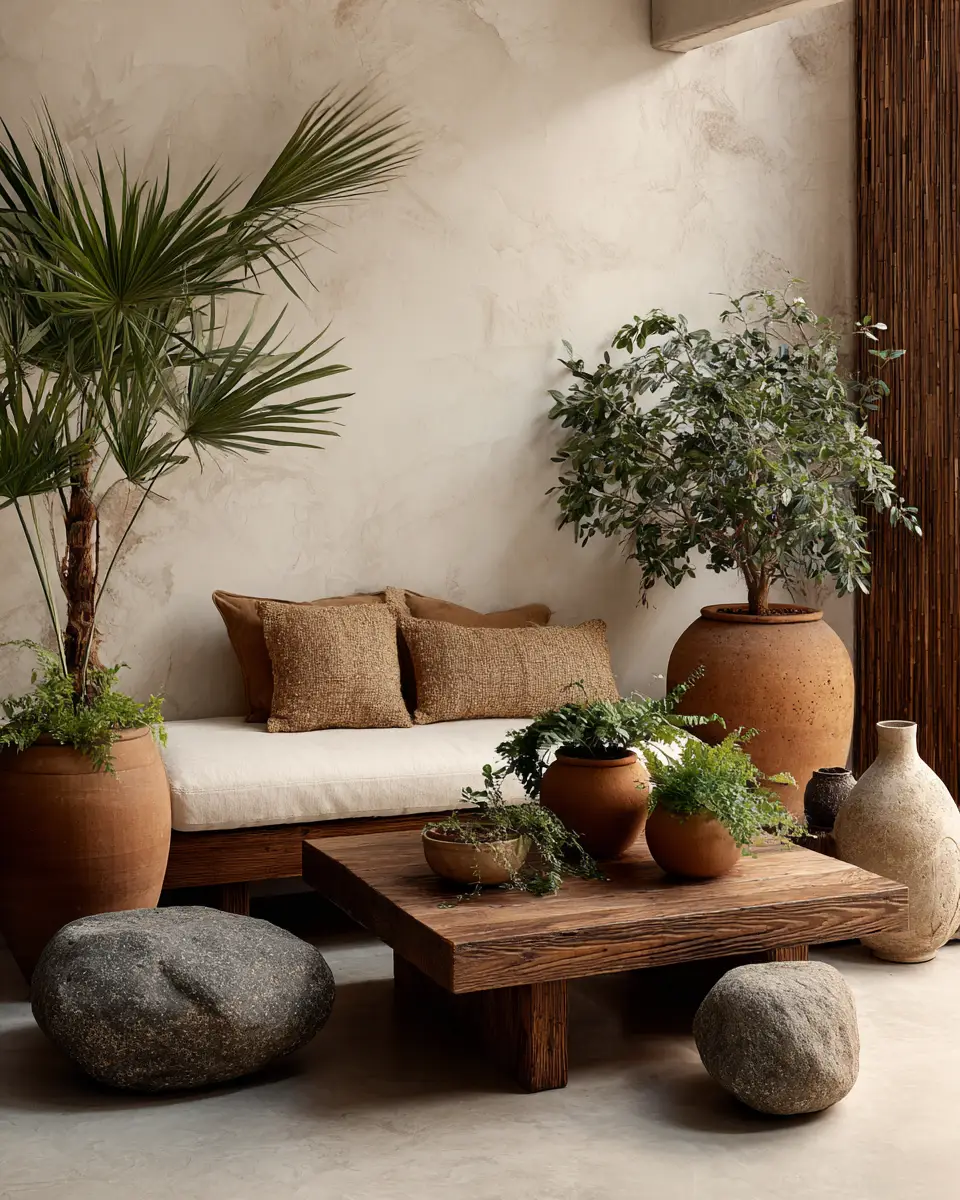 Terracotta Japandi Living Room Decor Ideas