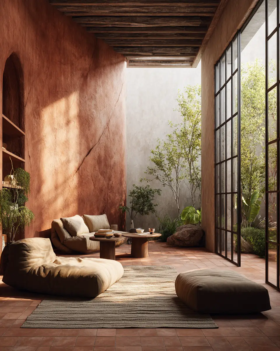 Terracotta Japandi Living Room Decor Ideas