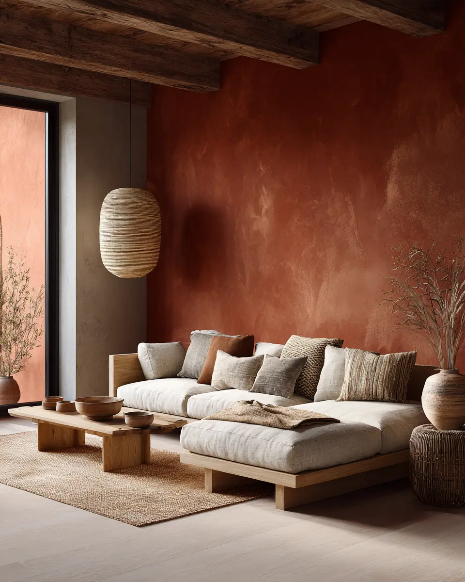 Terracotta Japandi Living Room Decor Ideas