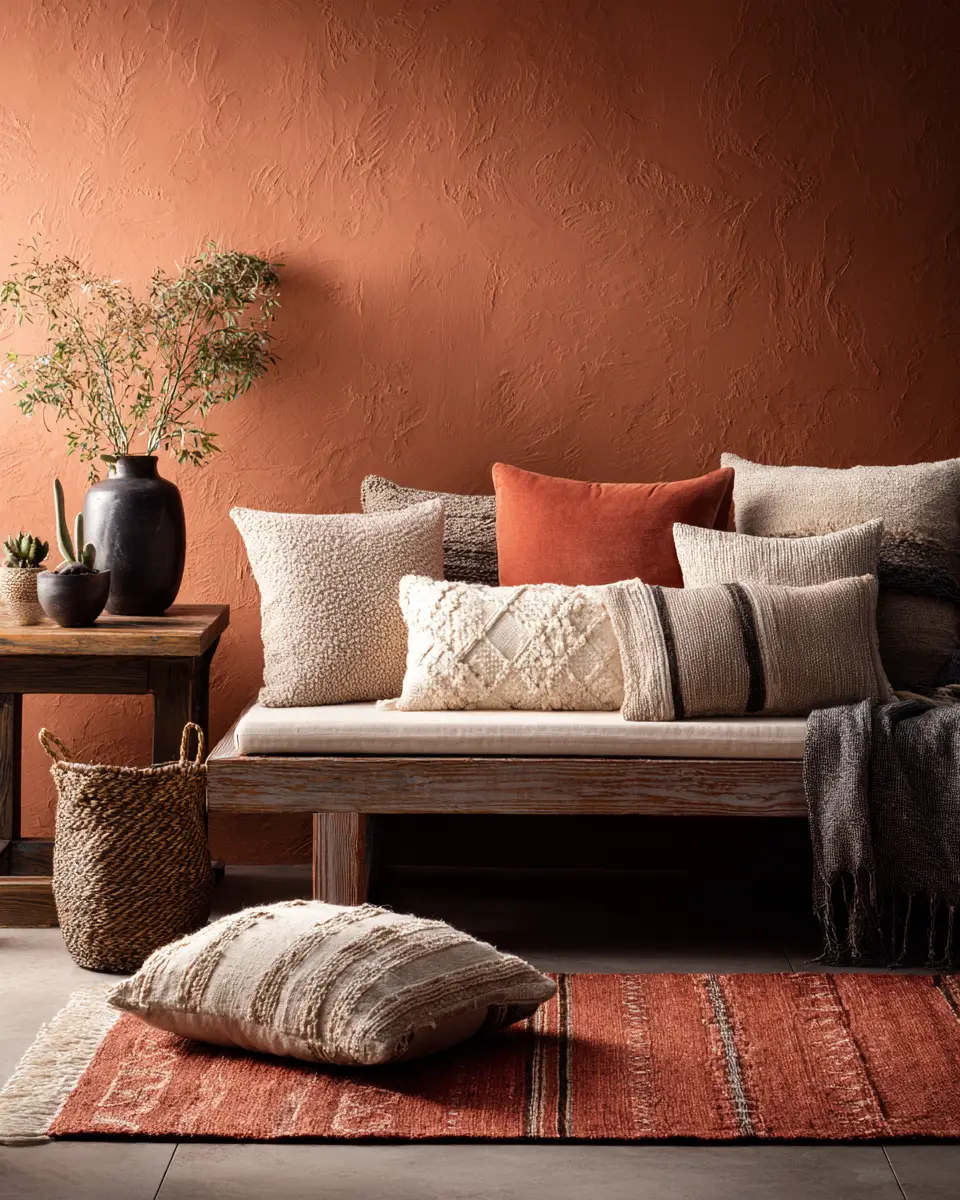 Terracotta Japandi Living Room Decor Ideas