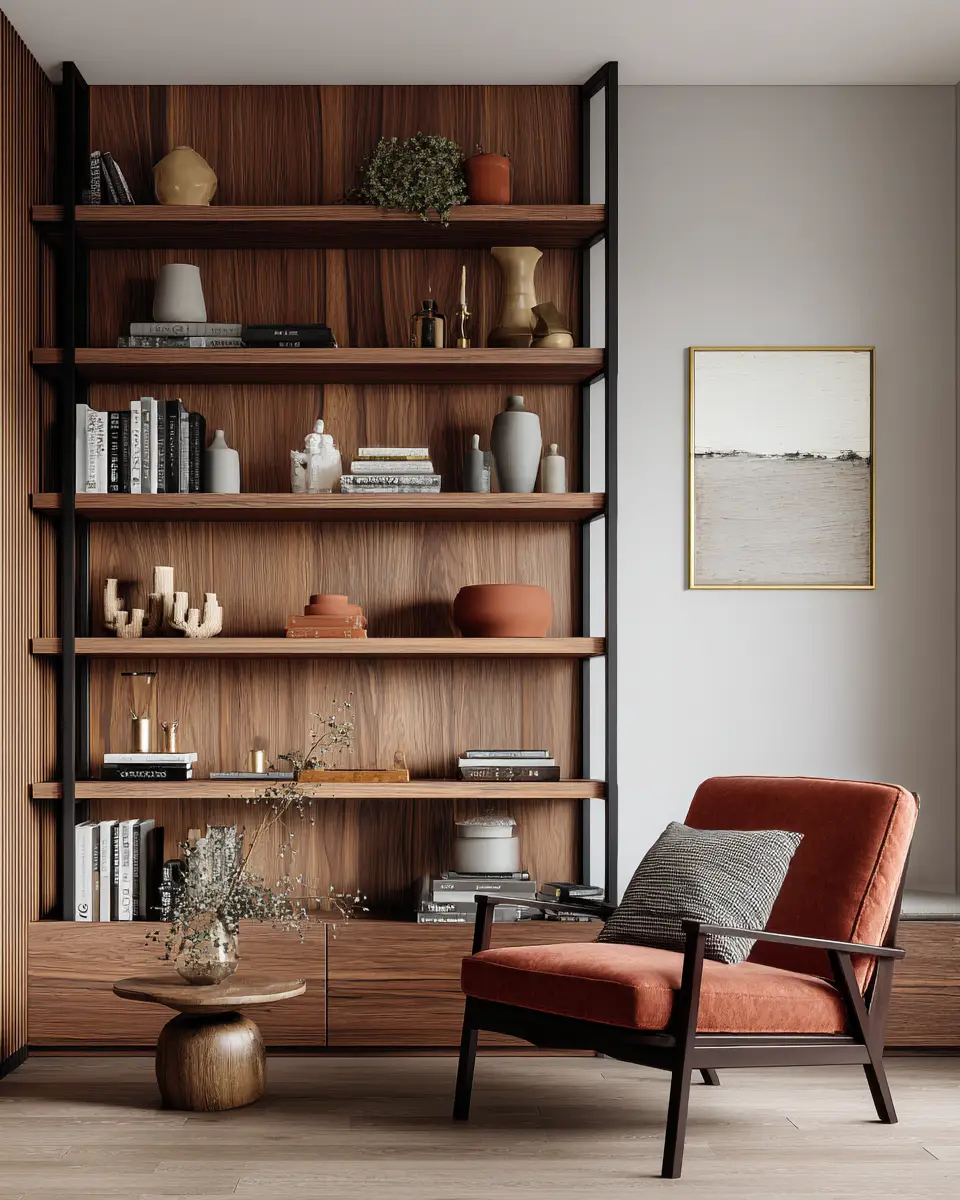 Terracotta Mid-Century Modern Living Room Decor Ideas