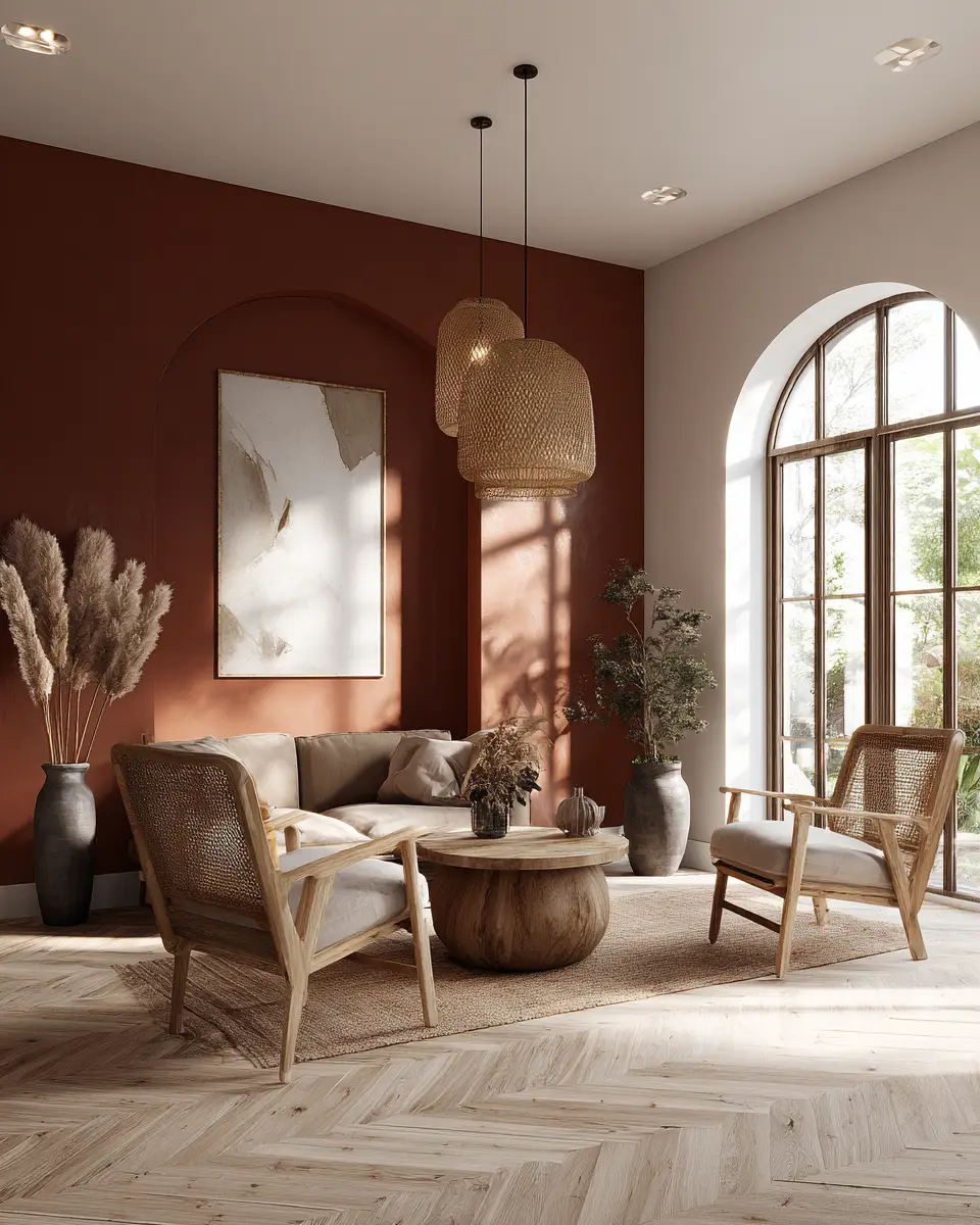 Terracotta Mid-Century Modern Living Room Decor Ideas