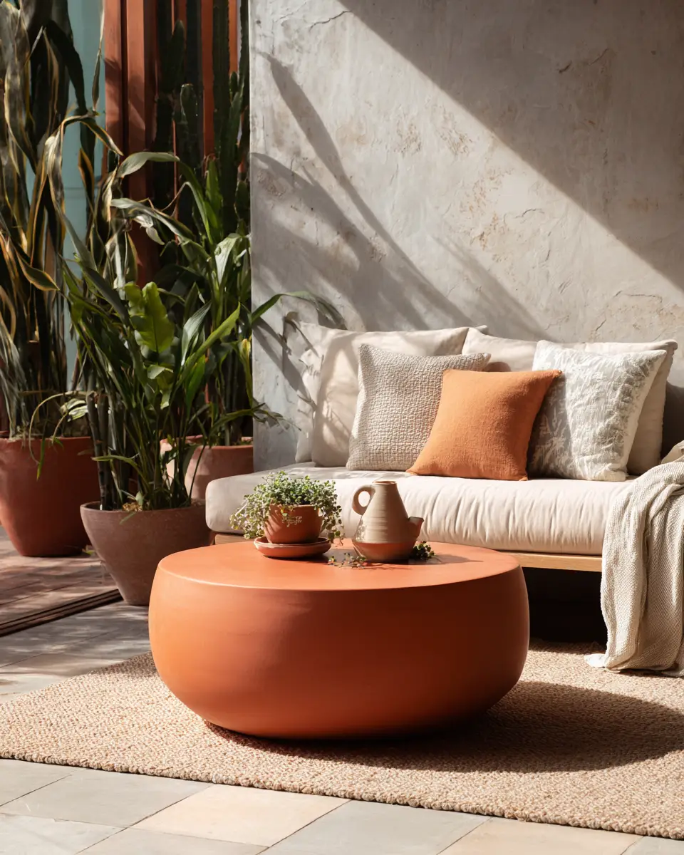 Terracotta Mid-Century Modern Living Room Decor Ideas