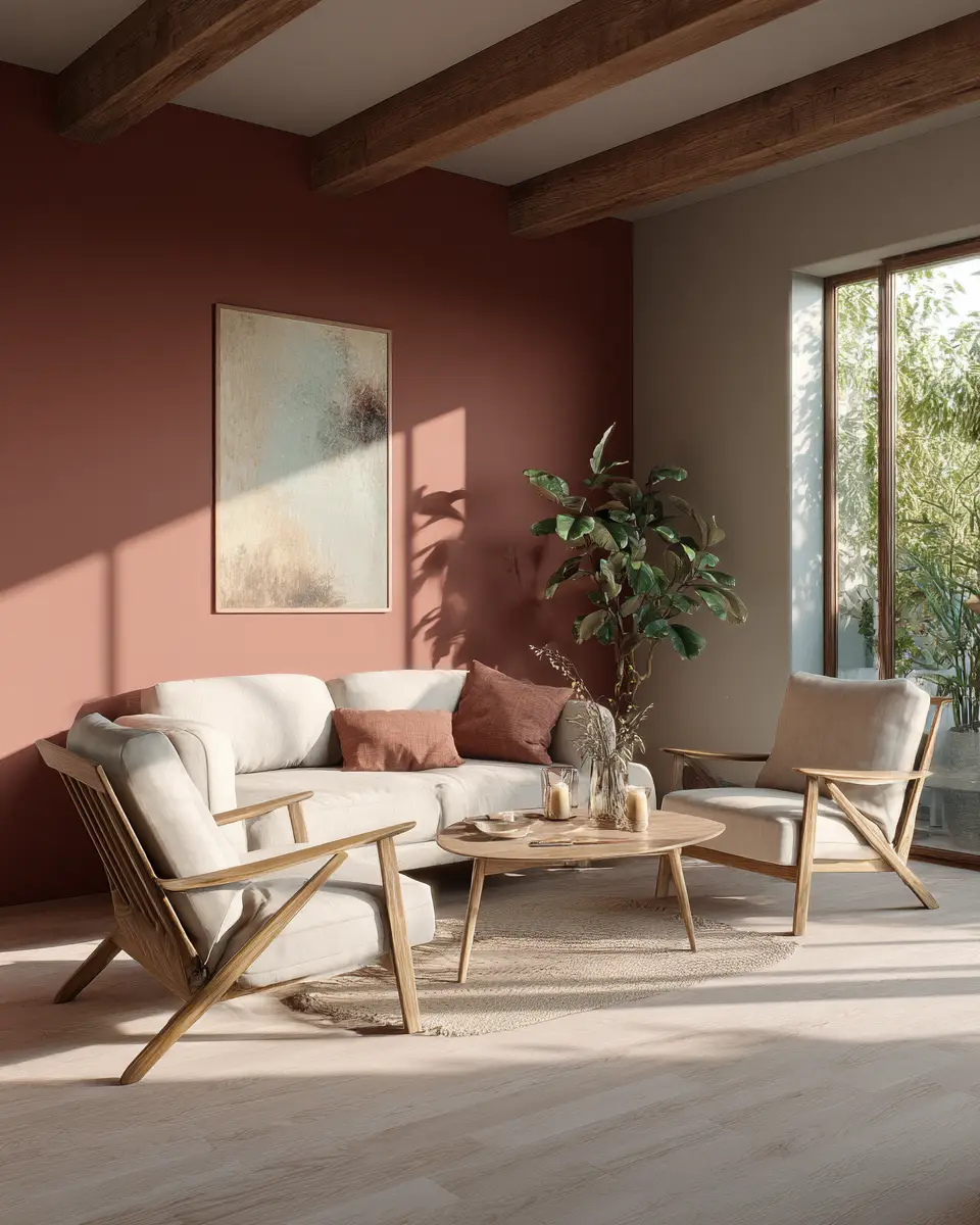 Terracotta Mid-Century Modern Living Room Decor Ideas