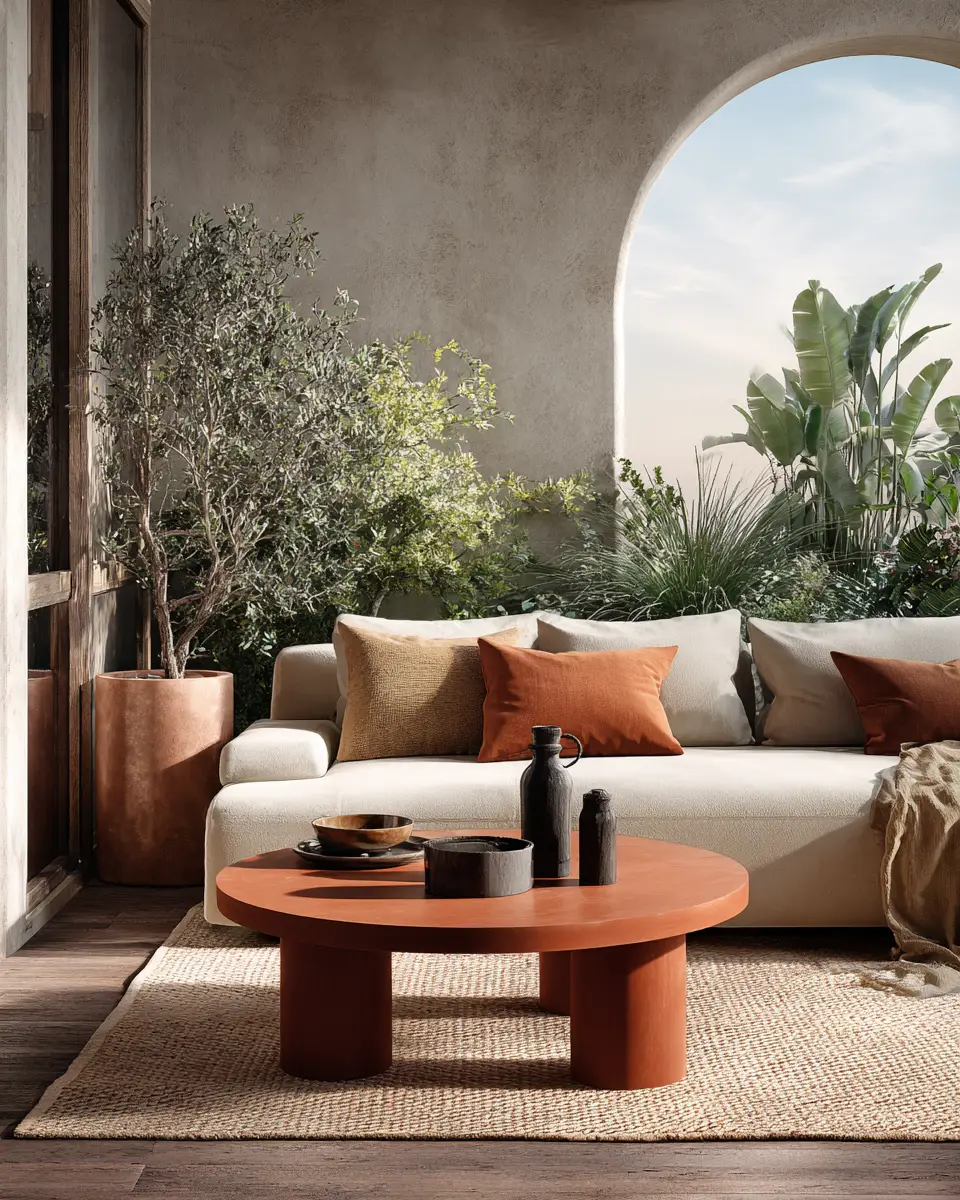 Terracotta Mid-Century Modern Living Room Decor Ideas