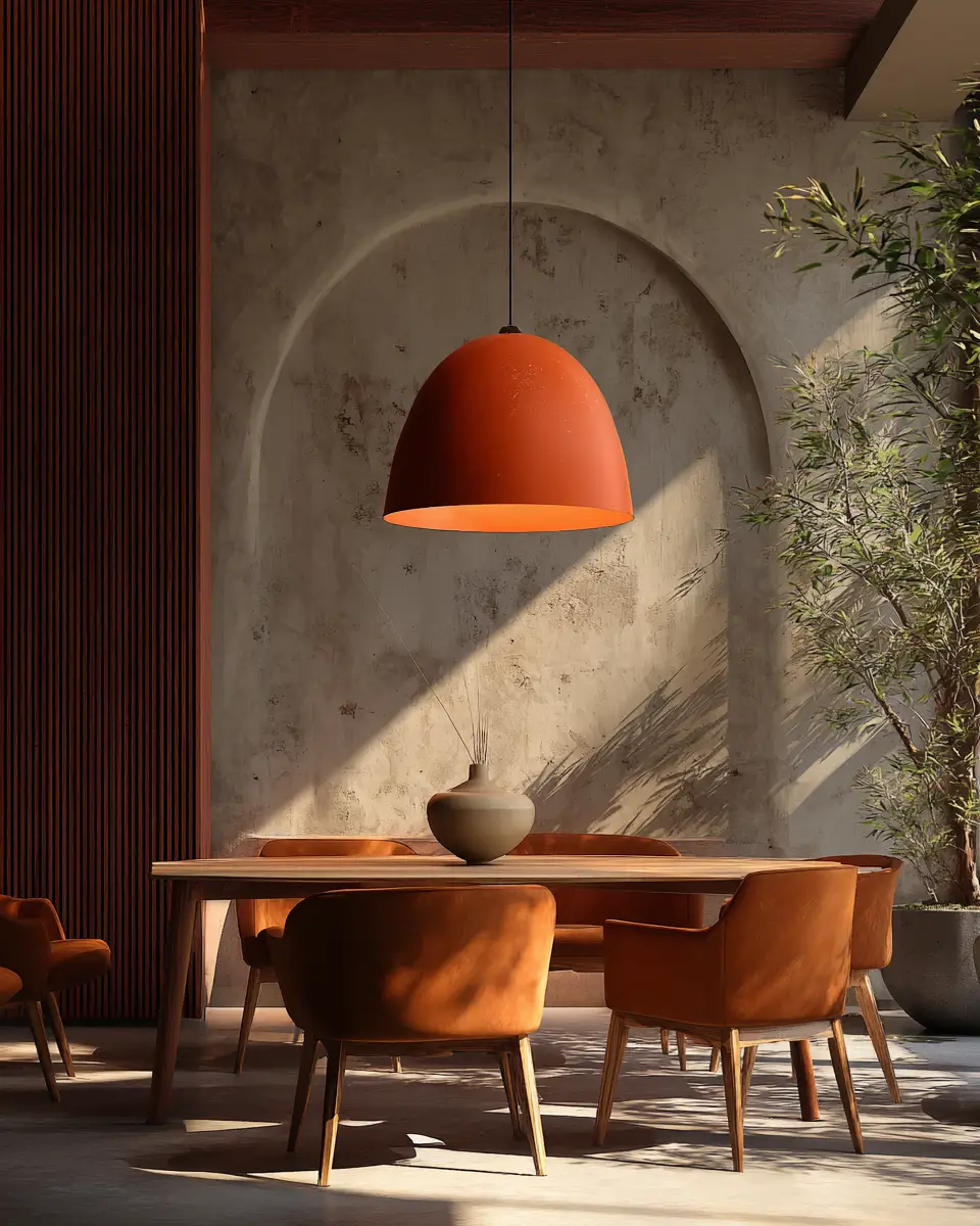 Terracotta Mid-Century Modern Living Room Decor Ideas