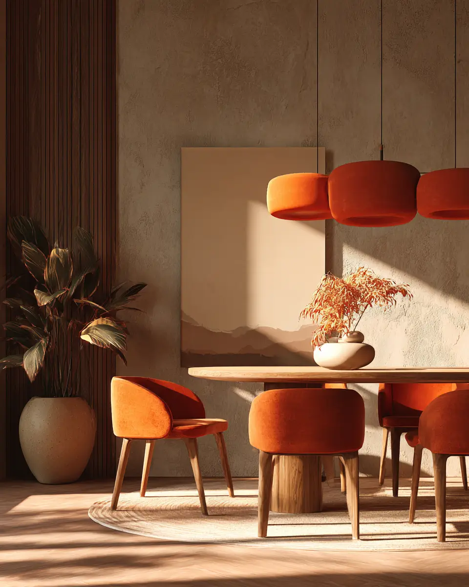 Terracotta Mid-Century Modern Living Room Decor Ideas