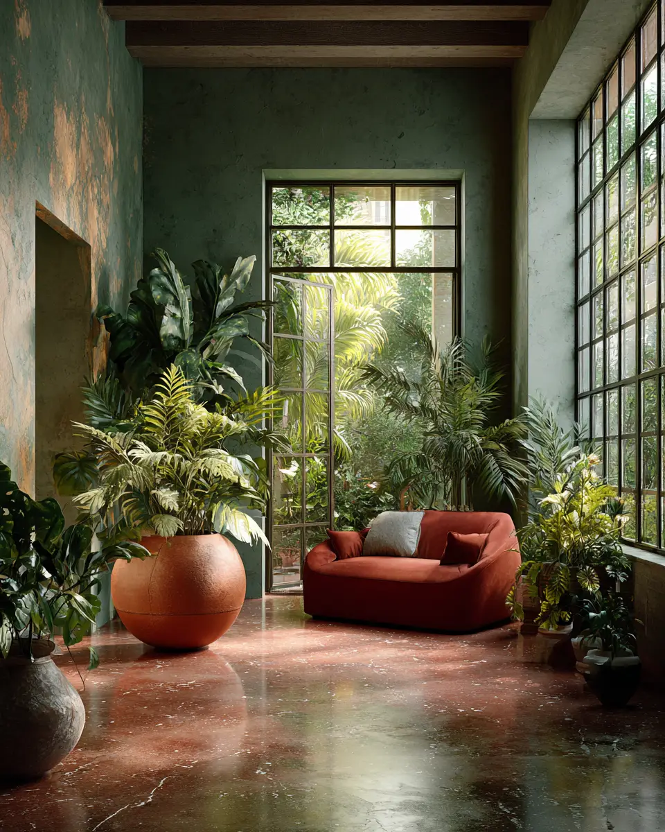 Terracotta Mid-Century Modern Living Room Decor Ideas