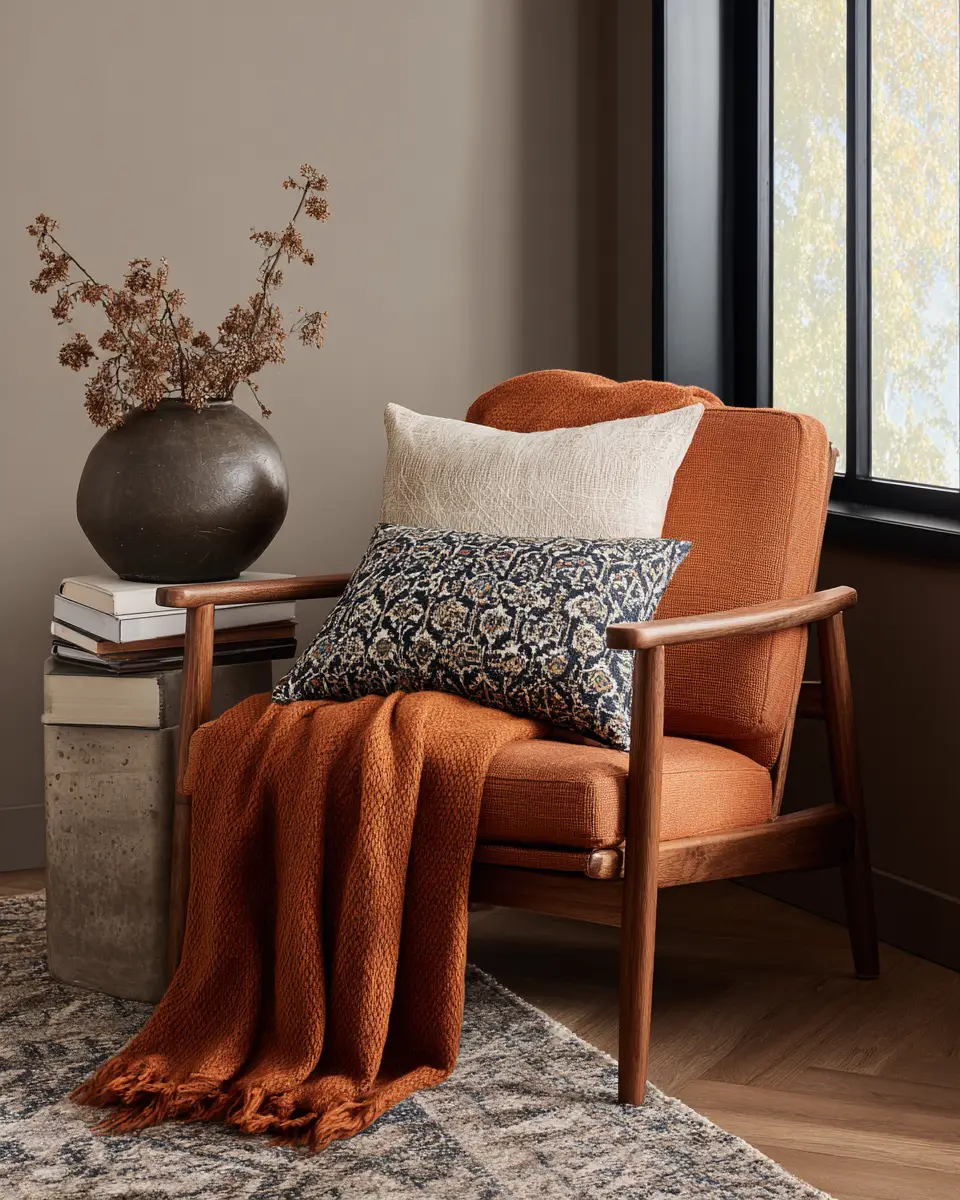 Terracotta Mid-Century Modern Living Room Decor Ideas