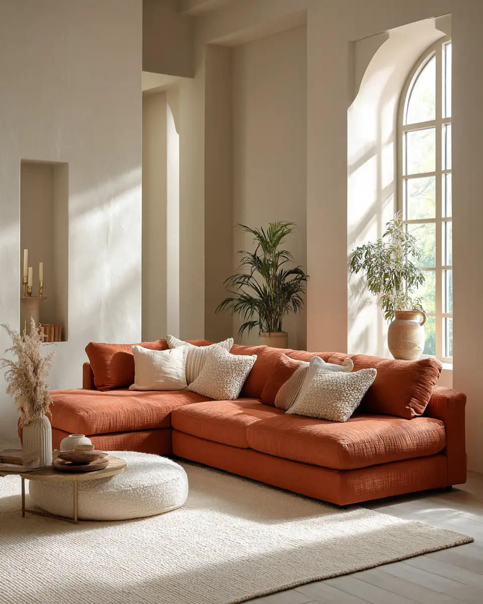Terracotta Mid-Century Modern Living Room Decor Ideas