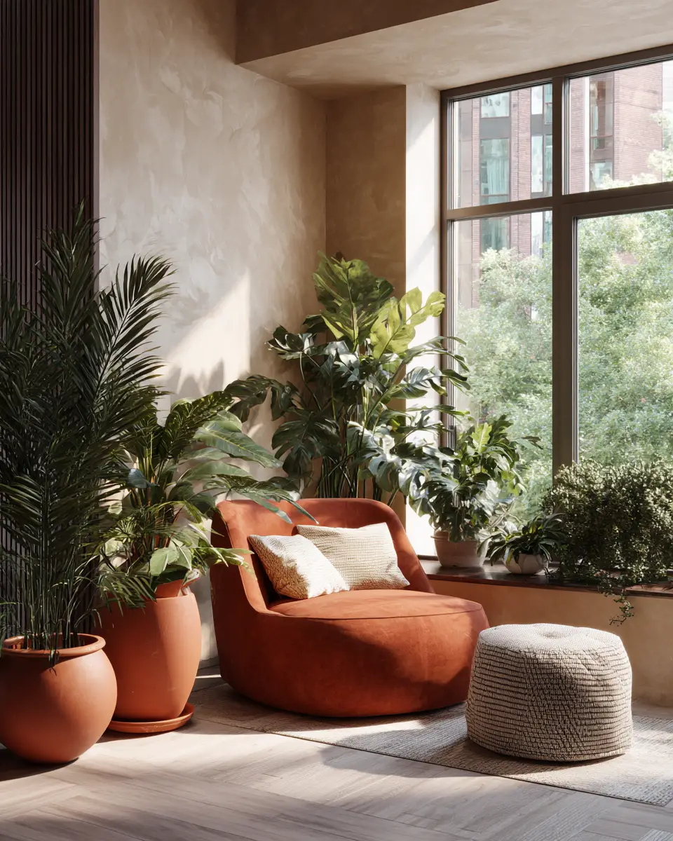 Terracotta Mid-Century Modern Living Room Decor Ideas