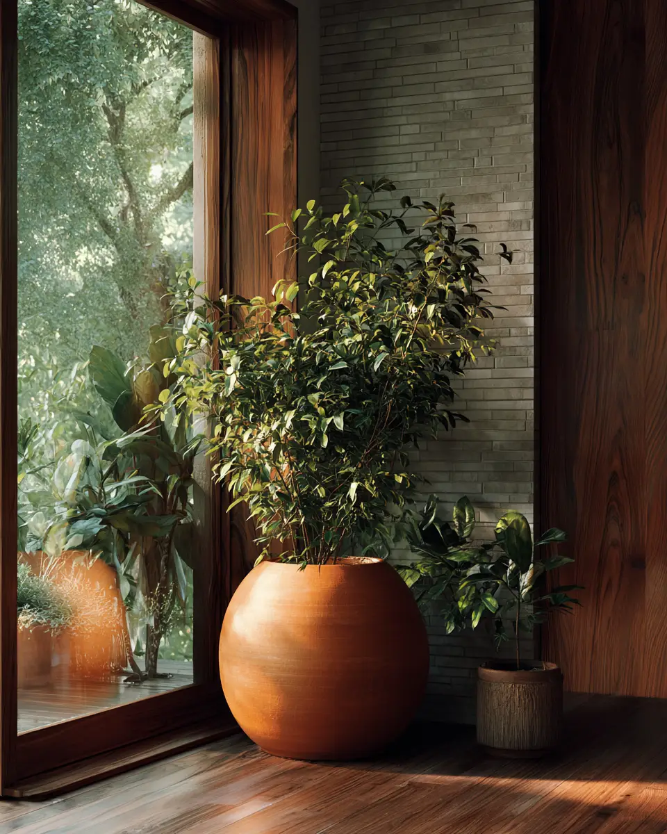 Terracotta Mid-Century Modern Living Room Decor Ideas