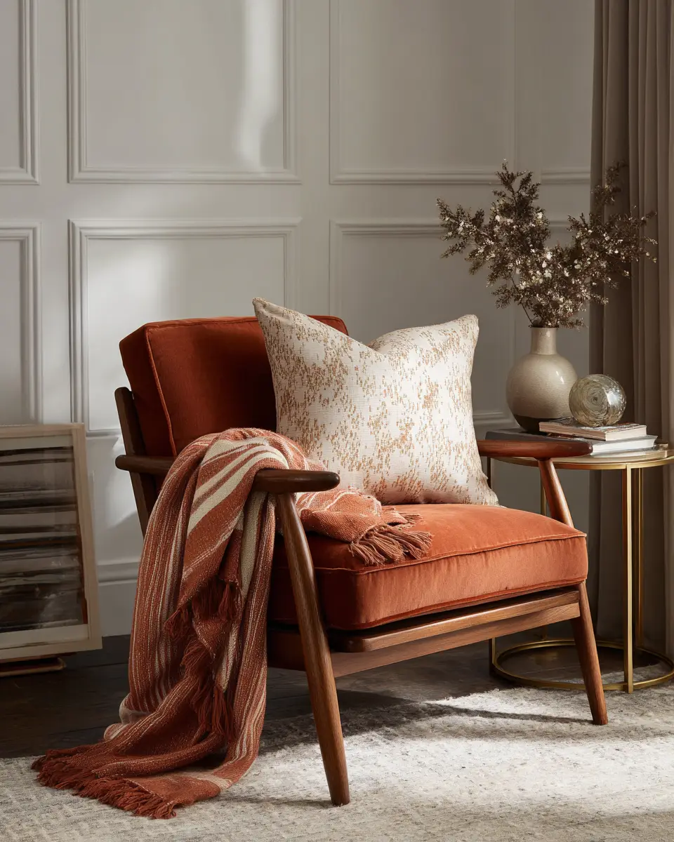 Terracotta Mid-Century Modern Living Room Decor Ideas