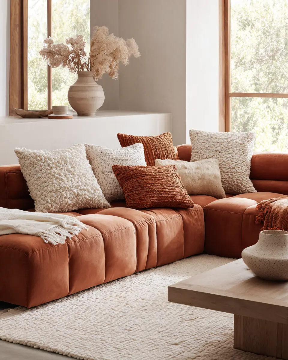 Terracotta Mid-Century Modern Living Room Decor Ideas