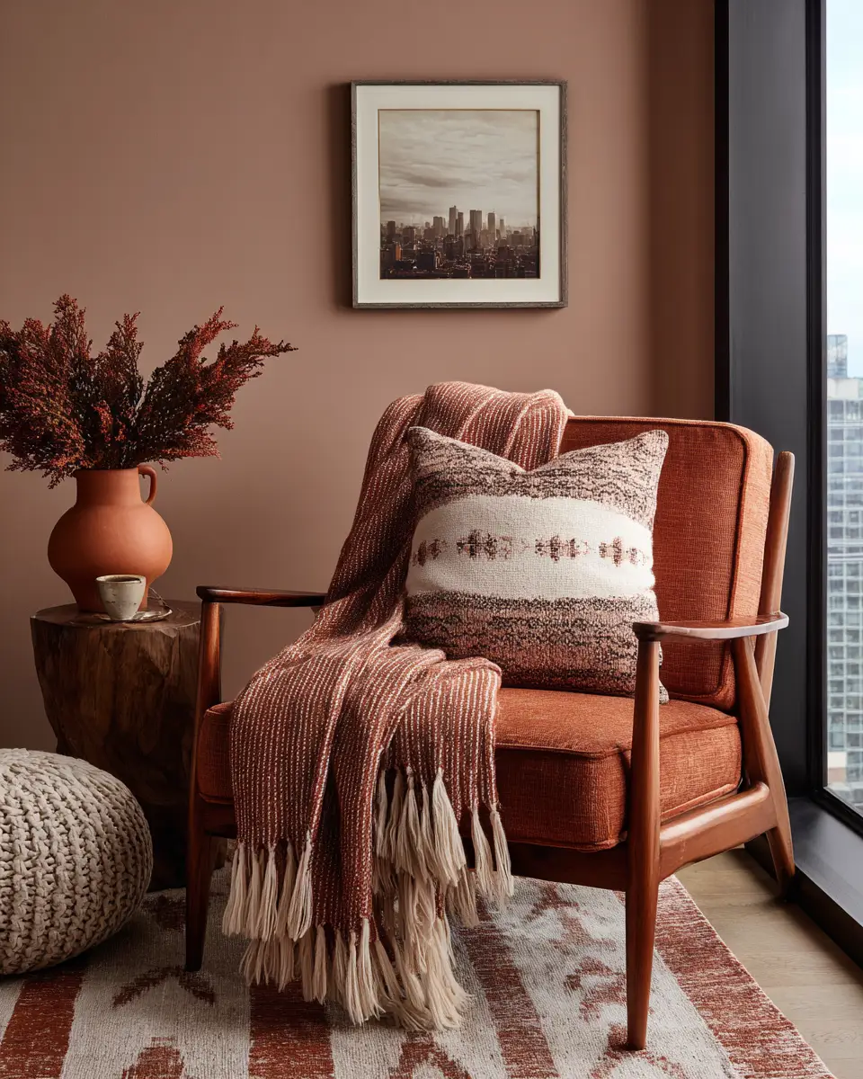 Terracotta Mid-Century Modern Living Room Decor Ideas