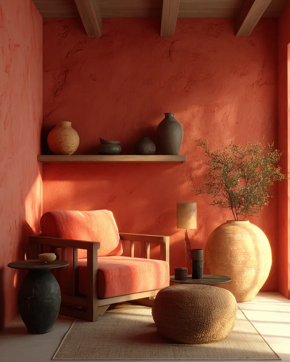 Terracotta Mid-Century Modern Living Room Decor Ideas