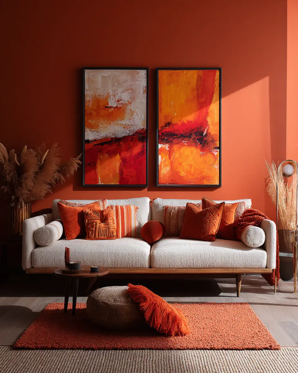 Terracotta Mid-Century Modern Living Room Decor Ideas