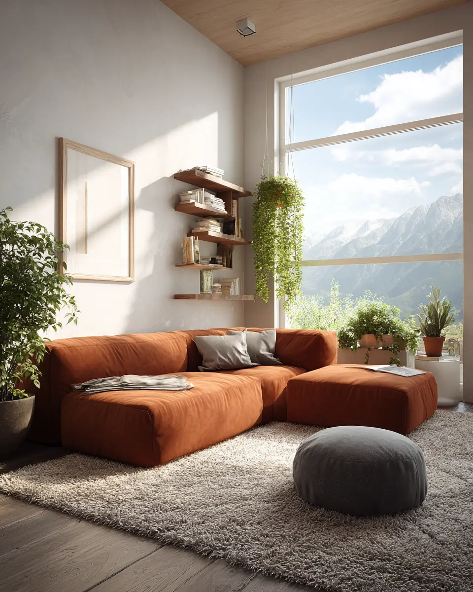 Terracotta Scandinavian Living Room Decor Ideas