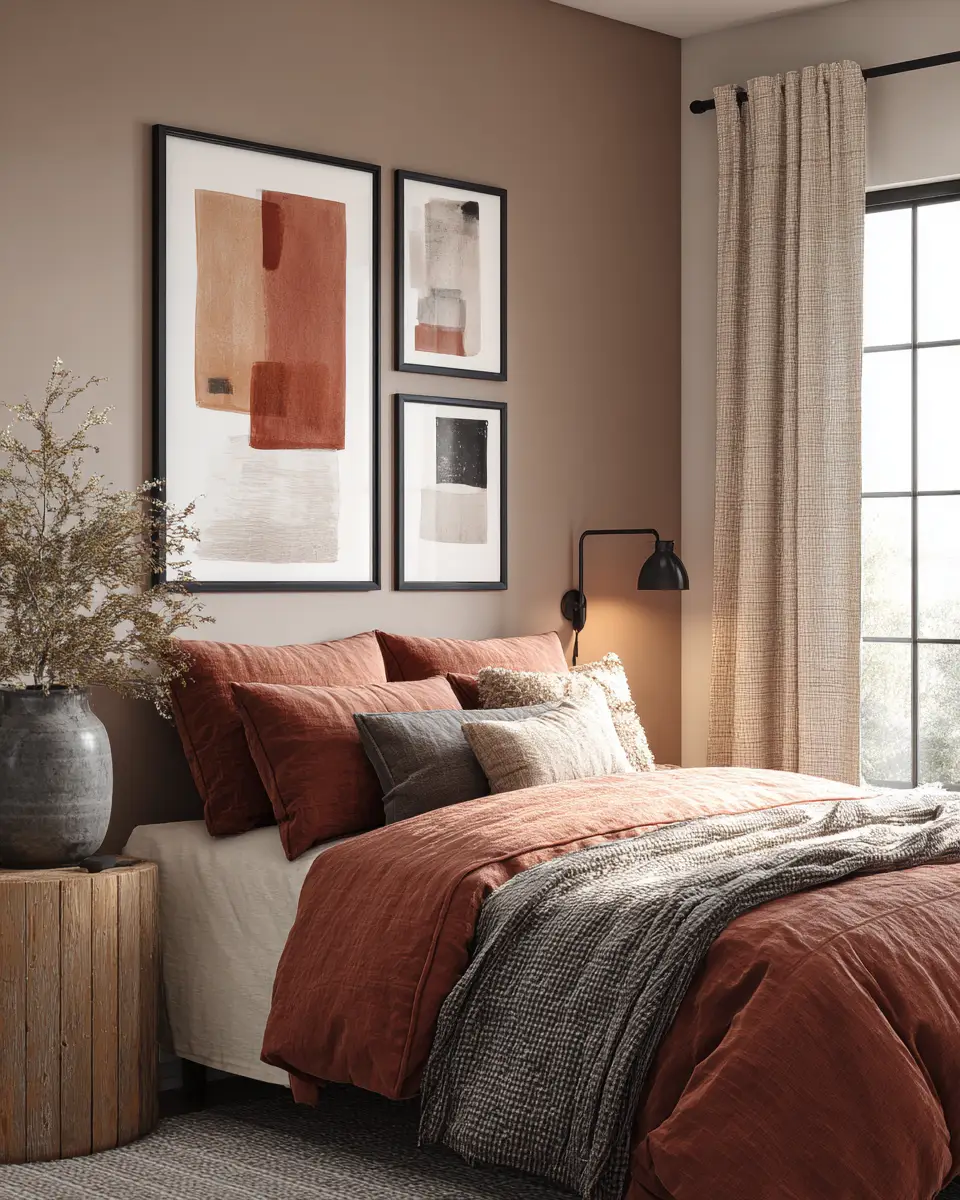 Terracotta Transitional Bedroom Decor Ideas