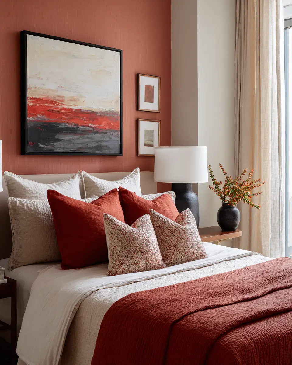 Terracotta Transitional Bedroom Decor Ideas
