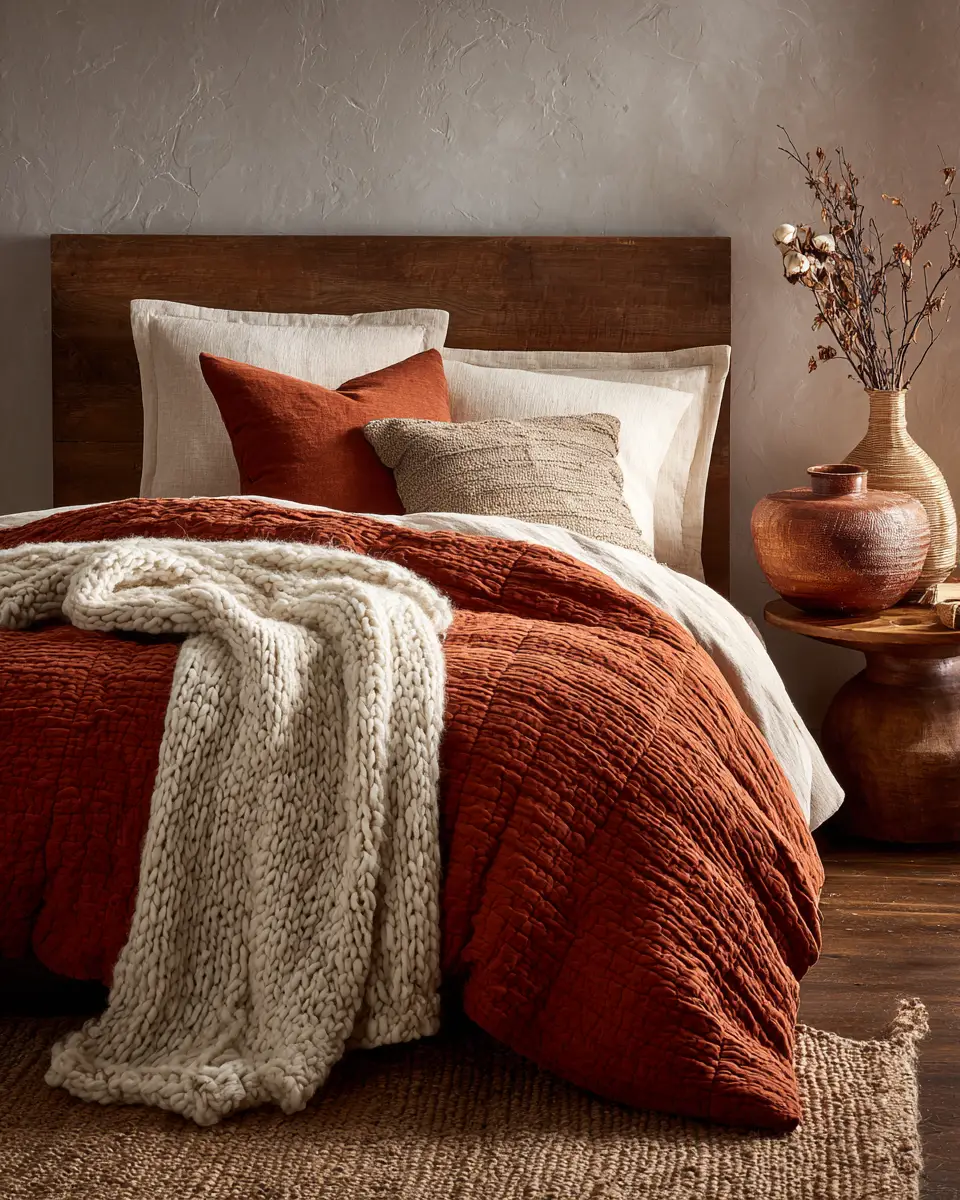 Terracotta Transitional Bedroom Decor Ideas